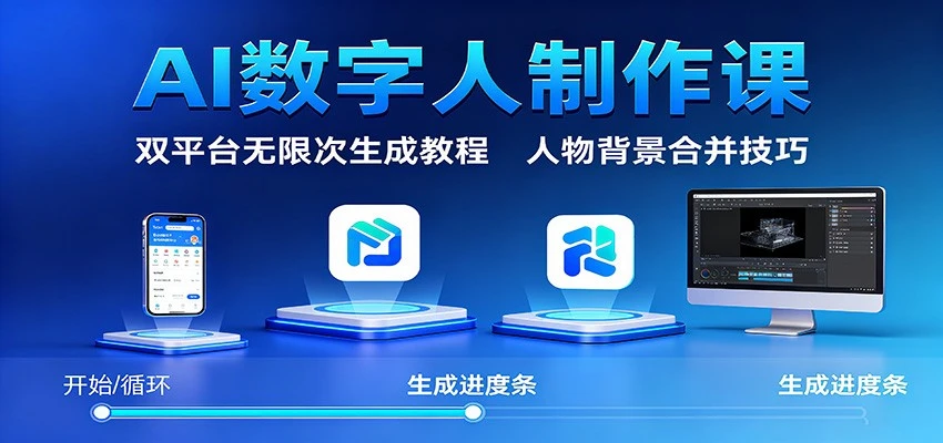 AI数字人制作课：双平台无限次生成教程，人物背景合并技巧-BOSS 课程