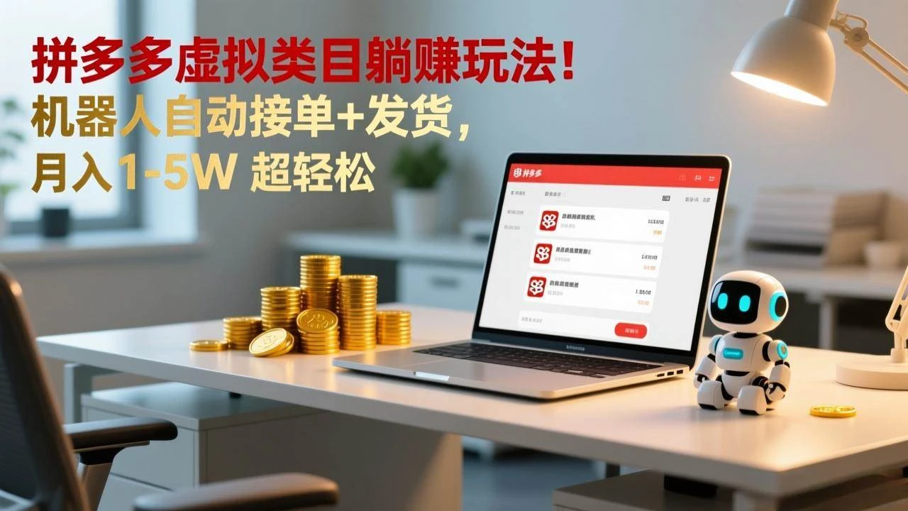 (17174期)多多虚拟类目躺赚玩法!机器人自动接单+发货,月入 1-5W 超轻松 (17174期)多多虚拟类目躺赚玩法!机器人自动接单+发货,月入 1-5W 超轻松