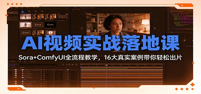 AI视频实战落地课：Sora+ComfyUI全流程教学，16大真实案例带你轻松出片-BOSS 课程