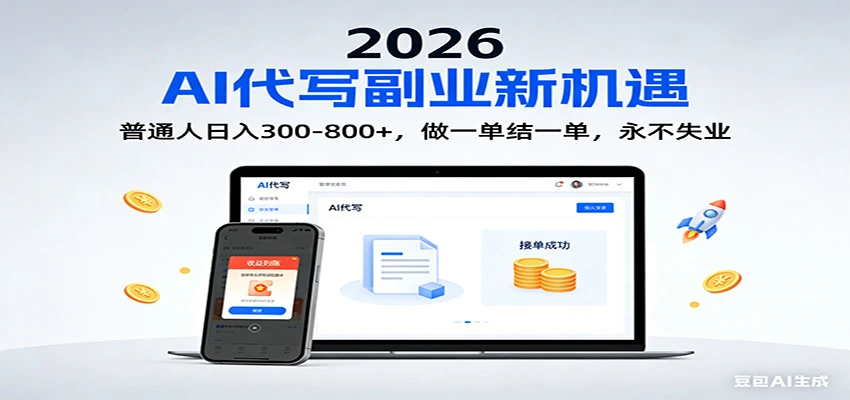 2026 副业首选!AI 代写日入 300-800,普通人0门槛,做一单结一单! 2026 副业首选!AI 代写日入 300-800,普通人0门槛,做一单结一单!