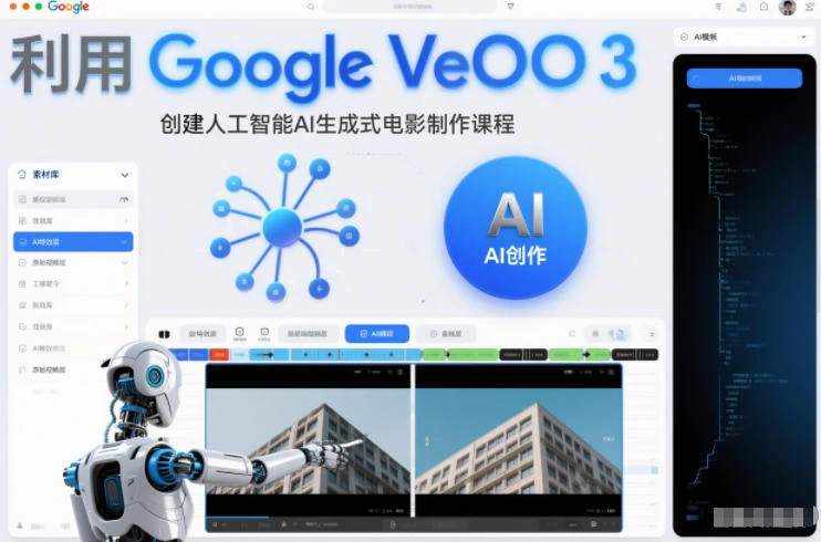 利l用Google Veo 3创建人工智能AI生成式电影制作课程,使用人工智能的力量创建令人惊叹的视频 利l用Google Veo 3创建人工智能AI生成式电影制作课程,使用人工智能的力量创建令人惊叹的视频
