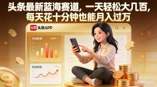 头条最新蓝海赛道，一天轻松大几张，每天花十分钟也能月入过1W【揭秘】-BOSS 课程