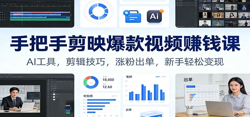 手把手剪映爆款视频赚钱课:AI工具,剪辑技巧,涨粉出单,新手轻松变现 手把手剪映爆款视频赚钱课:AI工具,剪辑技巧,涨粉出单,新手轻松变现