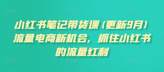 小红书笔记带货课(更新25年12月)流量电商新机会,抓住小红书的流量红利-BOSS 课程