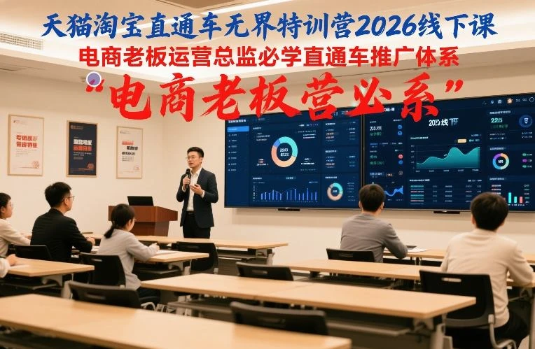 天猫淘宝直通车无界特训营2026线下课,电商老板运营总监必学直通车推广体系-BOSS 课程