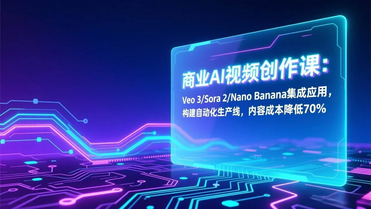 （17070期）商业AI视频创作课：Veo 3/Sora 2/Nano Banana集成应用，构建自动化生产线，内容成本降低70%-BOSS 课程