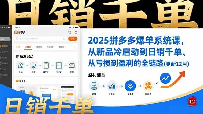 (16894期)2025拼多多爆单系统课,从新品冷启动到日销千单、从亏损到盈利的全链路(更新12月)-BOSS 课程
