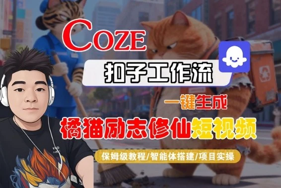 Coze扣子智能体工作流一键生成“橘猫励志修仙“短视频，全流程保姆级教学-BOSS 课程