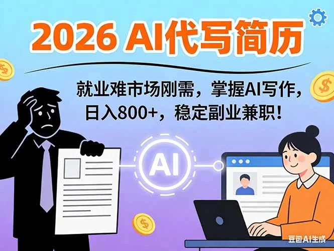 (17119期)AI代写简历,超暴利,用万能模板月入1-3万实战教程,2026年市场刚需! (17119期)AI代写简历,超暴利,用万能模板月入1-3万实战教程,2026年市场刚需!