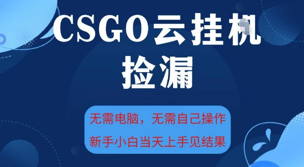 CSGO云挂G全自动捡漏，最新独家玩法，无需电脑操作，新手小白日入5张+【揭秘】-BOSS 课程