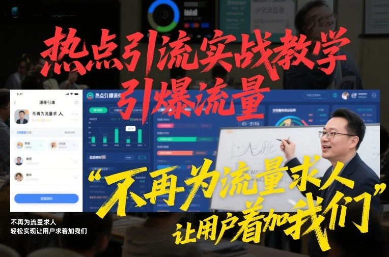 热点引流实战教学,引爆流量,不再为流量求人,轻松实现让用户求着加我们-BOSS 课程