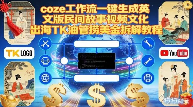 Coze扣子工作流一键生成英文版民间故事视频，文化出海TK油管捞美金拆解教程-BOSS 课程
