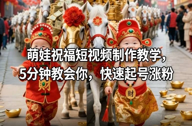 萌娃祝福短视频制作教学,5分钟教会你,快速起号涨粉-BOSS 课程