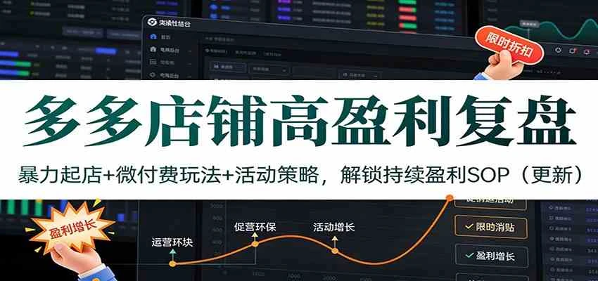 多多店铺高盈利复盘:暴力起店+微付费玩法+活动策略,解锁持续盈利SOP(更新)-BOSS 课程