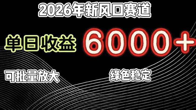 （17135期）2026年新风口赛道，当日6000+以上，可批量放大，月收入20万+，长期绿色稳定的项目-BOSS 课程