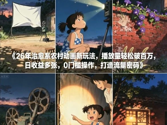 26年治愈系农村动画新玩法，播放量轻松破百万，日收益多张，0门槛操作，打造流量密码-BOSS 课程