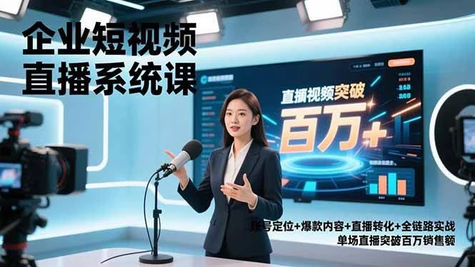 （16878期）企业短视频直播系统课，账号定位+爆款内容+直播转化+全链路实战，单场直播突破百万销售额-BOSS 课程