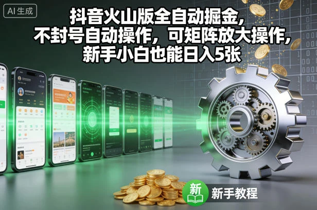 抖音火山版全自动掘金，不封号自动操作，可矩阵放大操作，新手小白也能日入5张【揭秘】-BOSS 课程