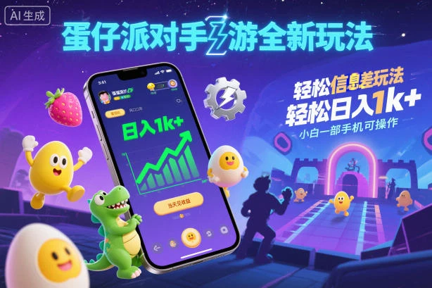 蛋仔派对手游全新玩法，轻松日入1k+，风口信息差玩法，当天见收益，小白一部手机可操作-BOSS 课程