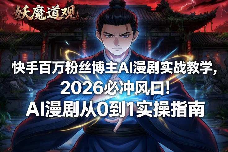 快手百万粉丝博主AI漫剧实战教学,2026必冲风口!AI漫剧从0到1实操指南-BOSS 课程