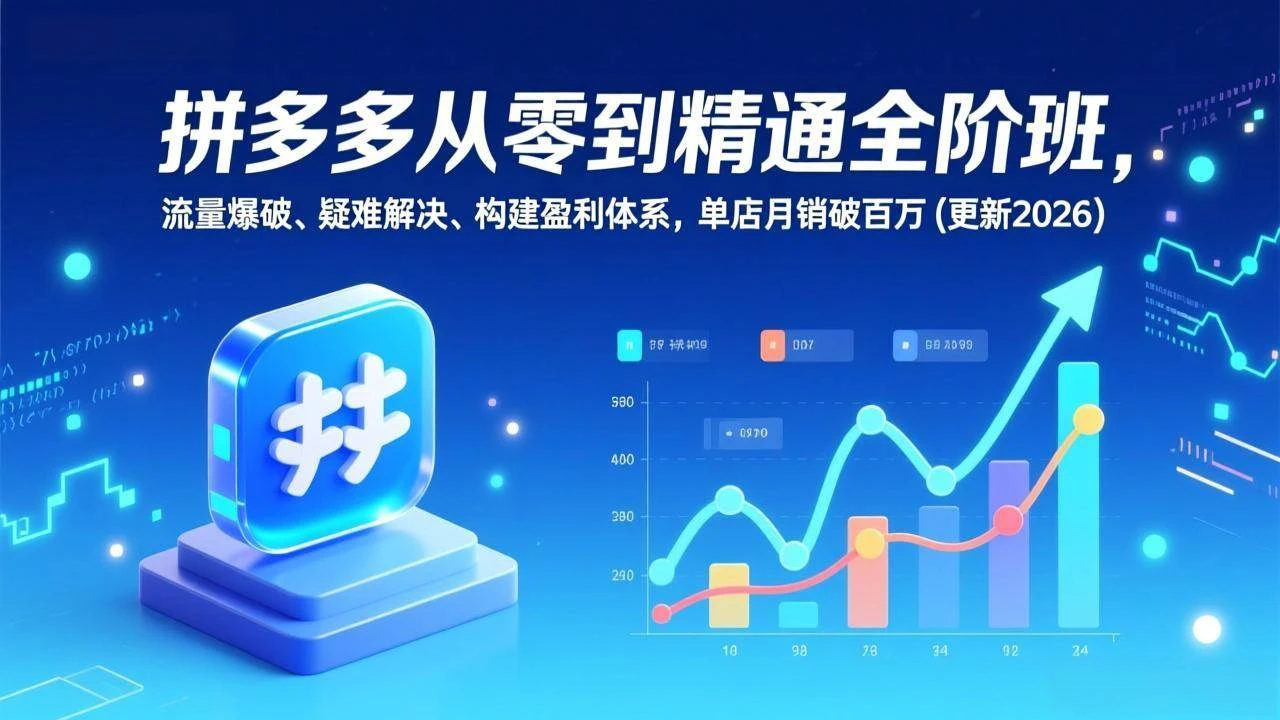 （17148期）拼多多从零到精通全阶班，流量爆破、疑难解决，构建盈利体系，单店月销破百万(更新2026)-BOSS 课程