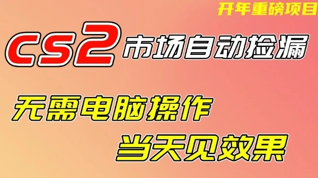 CS2市场自动捡漏项目,无需电脑操作,无需进入游戏,当天见效果,支持任何形式验证【揭秘】-BOSS 课程