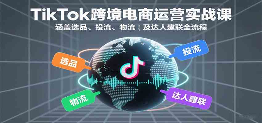 TikTok跨境电商运营实战课：涵盖选品、投流、物流及达人建联全流程