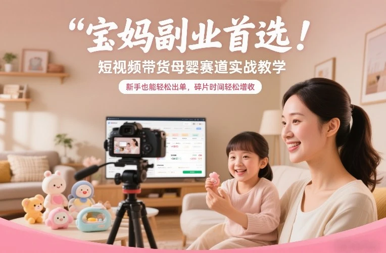 宝妈副业首选！短视频带货母婴赛道实战教学，新手也能轻松出单，碎片时间轻松增收-BOSS 课程